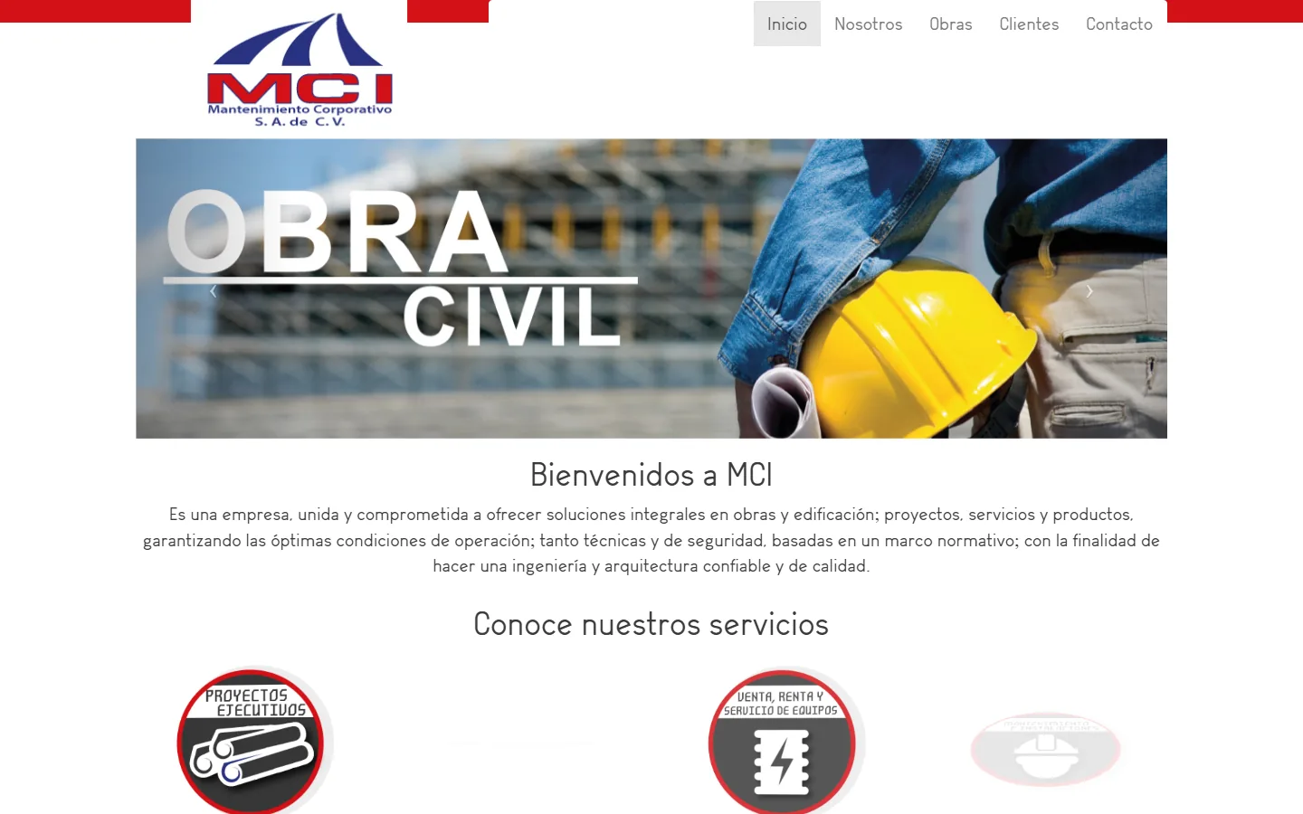 Captura del sitio de MCI