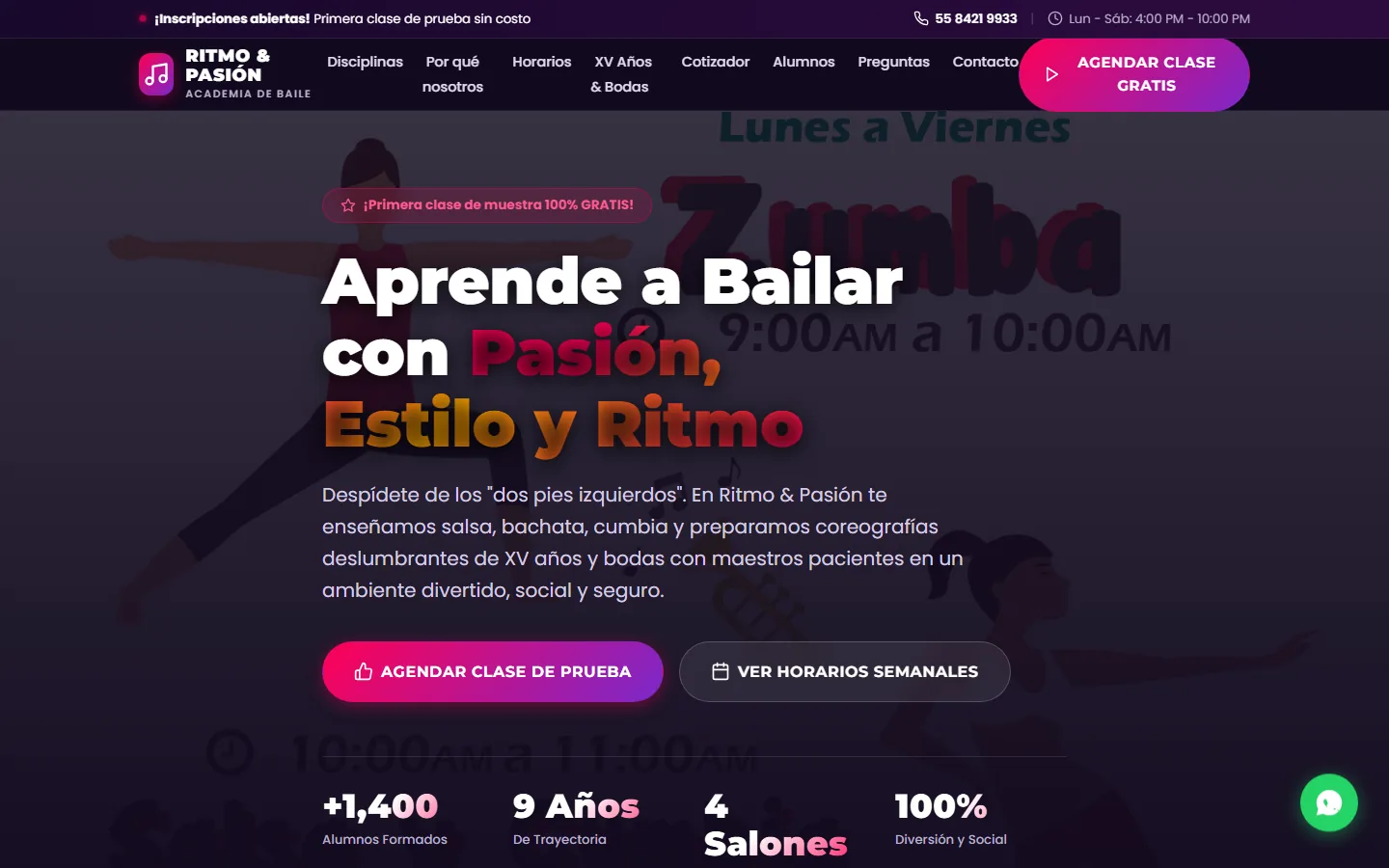 Captura de la demo Ritmo & Pasión, versión escritorio