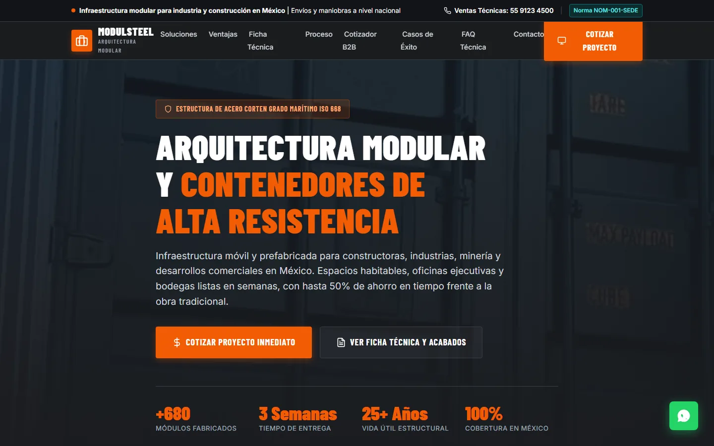 Captura de la demo Modulsteel, versión escritorio