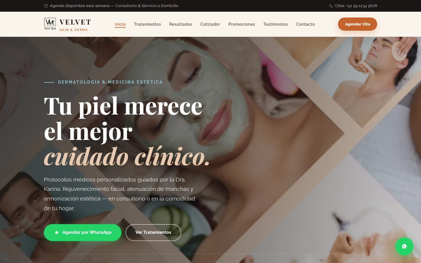 Captura de la demo Velvet Skin & Derma, versión escritorio