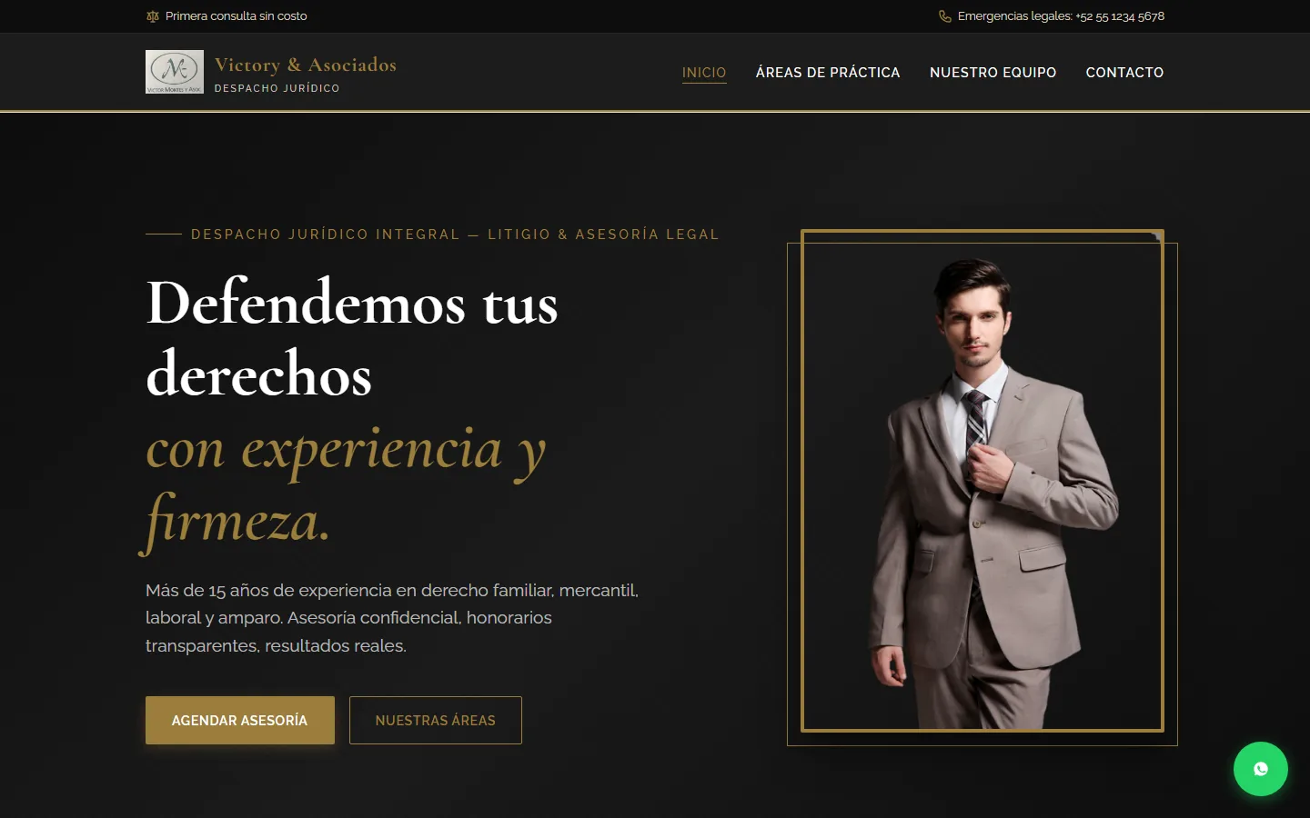 Captura de la demo Víctor & Asociados, versión escritorio