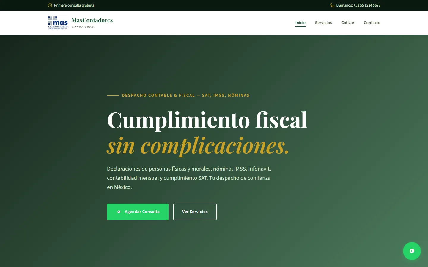 Captura de la demo Más Contadores, versión escritorio