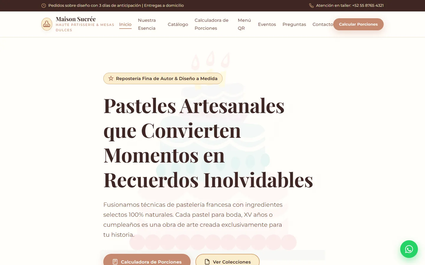 Captura de la demo Maison Sucrée, versión escritorio