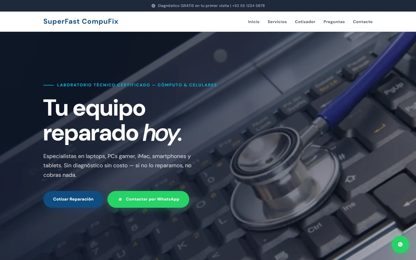 Captura de la demo CompuFix Pro, versión escritorio